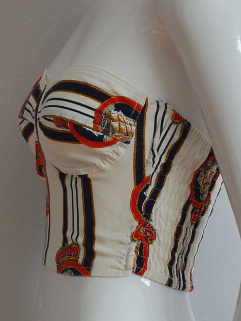 Nautical Themed Cropped Strapless Summer Top